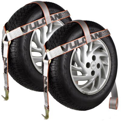 VULCAN Wheel Dolly Tire Harness with Flat Hook - Bonnet Style - Silver Series - 2 Pack - 1,665 Pound Safe Working Load
