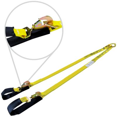 VULCAN Web Bridle with Latching Axle Strap Ends - 96 Inch - Classic Yellow - 3,300 Pound Safe Working Load