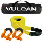 VULCAN Heavy Duty Tow Strap Kit - Includes 3 Inch x 30 Foot Tow Strap, Heavy Duty Shackles, and Storage Bag - 7,500 Lbs. Towing Capacity