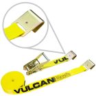 VULCAN Ratchet Strap with Flat Hooks - 2 Inch x 15 Foot - Classic Yellow - 3,300 Pound Safe Working Load