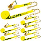 VULCAN Ratchet Strap with Chain Anchors - 2 Inch x 27 Foot - 6 Pack - Classic Yellow - 3,600 Pound Safe Working Load