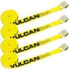 VULCAN Winch Strap with Flat Hook - 2 Inch x 27 Foot - 4 Pack - Classic Yellow - 3,300 Pound Safe Working Load