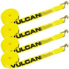 VULCAN Winch Strap with Wire Hook - 2 Inch x 27 Foot - 4 Pack - Classic Yellow - 3,300 Pound Safe Working Load