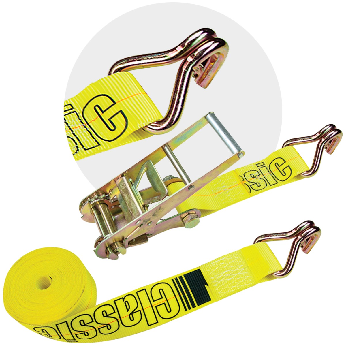  VULCAN Ratchet Strap with Snap Hooks - 2 Inch x 30 Foot -  Classic Yellow - 3,300 Pound Safe Working Load : Tools & Home Improvement
